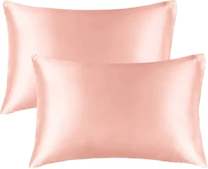  2 PACK Satin Silk Pillowcase for Hair and Skin, Coral Pillow Cases Standard  - Foto 1 di 12