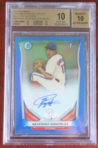 2014 BOWMAN CHROME BLUE REFRACTOR SEVERINO GONZALEZ BGS 10 PRISTINE AUTO #/150 - Picture 1 of 2