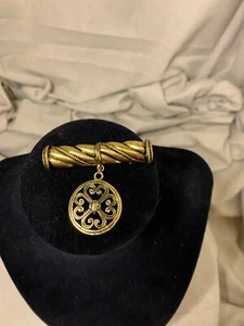 Vintage Brosche Stab mit Hängemedaillon - Bild 1 von 3