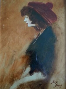 Original Borys Buzkij painting Portrait of a Lady, 13×17 inches - Picture 1 of 7