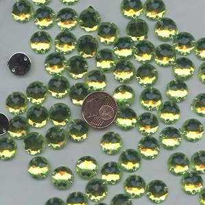 PC6 *** 50 runde Acryl Facetten Nähsteine 10mm - APFELGRÜN - Bild 1 von 1