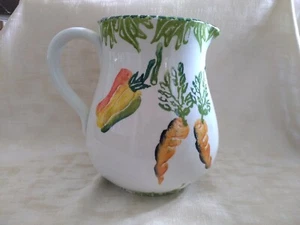 ARM Ceramic 7" Pitcher - Made in Italy Hand-Painted Vegetable Design - Picture 1 of 6