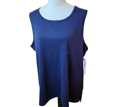 NWT Hasting & Smith Womens Sleeveless Tank Top Size 3X Blue Round Neck Shirt NEW - Image 1 of 4