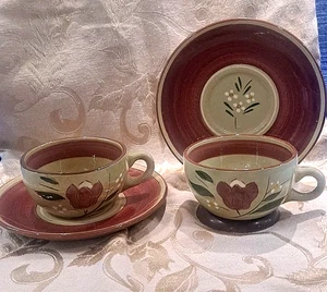 Lot of Two (2) Vintage STANGL Pottery MAGNOLIA Cup and Saucer Sets - Picture 1 of 7