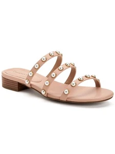CHARTER CLUB Womens Pink Imitation Pearls Soraya Almond Slip On Sandals 6 M - Picture 1 of 11