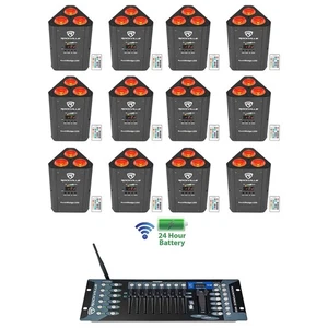 (12) Rockville RockWedge LED Battery Powered Par Lights+Wireless DMX Controller - Picture 1 of 12