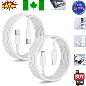 Chargeur USB C vers USB C en nylon tressé 6 pieds pour iPhone, iPad et Samsung - Pack de 2 - Photo 1 sur 10