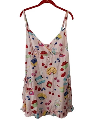 NEW RARE  Nick & Nora Size XL Cotton Berry Pie Sleep Dress Nightgown Ruffle - Image 1 of 4