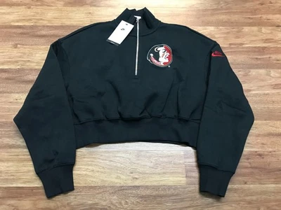 WOMENS S  NEW Nike Florida State Seminoles Oversized 1/2 Zip Cropped Sweatshirt - Image 1 of 4