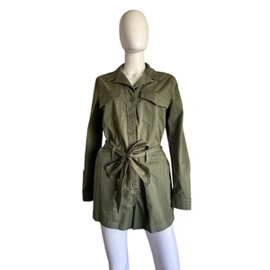 Veronica Beard Winifred Olive Green Twill Shorts Romper Jumpsuit M - Picture 1 of 3