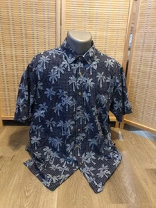 Cooke Street Hawaiian Button Up  Shirt 100% Cotton Blue Palm Trees XL (H59) Blue - Picture 1 of 8