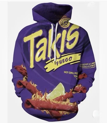 Pullover Takis Fuego Talla XXL Comida Chatarra Púrpura Sudadera con Capucha Estampado Poliéster Fino Foto 1 de 4