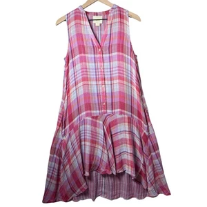 Maeve Anthropologie Pippa Swing High-Low Plaid Sundress w/ Pockets S - Picture 1 of 14