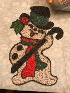 Vintage Popcorn geschmolzen Kunststoff SCHNEEMANN Schild Urlaub Wanddeko - Bild 1 von 4