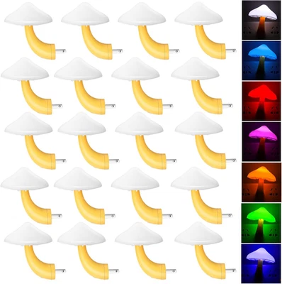 20 Pcs LED Color Changing Mushroom Night Light, Cute 7 Color Sensor Mushroom Sha - Image 1 of 4