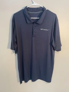 Space X Polo Shirt Mens XL Navy Blue Performance Golf Embroidered Logo - Picture 1 of 12