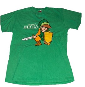 VTG NINTENDO THE LEGEND OF ZELDA LINK T-SHIRT GREEN BIG LOGO NES VIDEO GAMES M