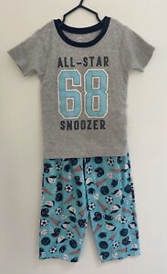 Carter's Toddler Boys 2-Piece All-Star Snoozer Short Sleeve PJ Set Gray Blue 4T
