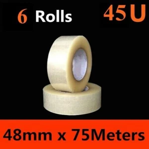6 x HD Packing Tape Packaging Clear Sticky Sealing Tapes 48mm 75M transparent - Foto 1 di 3