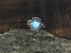 Natural Blue Flash Labradorite 925 Solid Sterling Silver Ring Size Us 8.5
