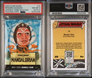 Rosario Dawson Signed 2022 Topps Star Wars Wrapper Art Ahsoka PSA 8 9 Auto Pop 2 - Bild 1 von 2