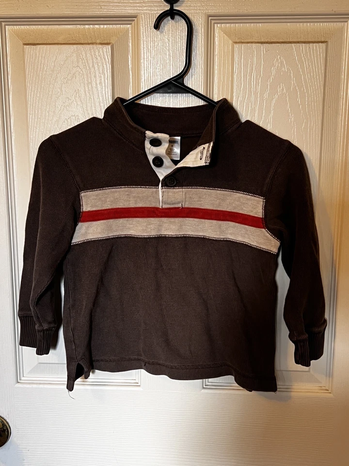 EUC Boys Gymboree Striped 3 Button Sweater, Size 5/6 - Image 1 of 4