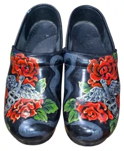 Dansko Professional Hand Painted Clog Mule Shoes Women’s Size 36 Healing Rose - Picture 1 of 6