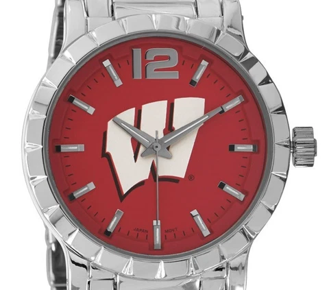 New Wisconsin Badgers Mens Watch, Bracelet, Metal,With Free Battery Cover
