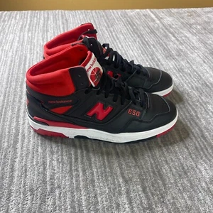 New Balance 650 Sneakers Mens 11.5 Black Red Bred BB650RCL New High Top Retro - Picture 1 of 8