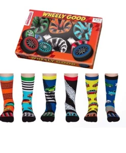 United Oddsocks Wheely Good Box of 6 Boys Odd Socks Car Designs - UK Size 12-5.5 - Picture 1 of 3