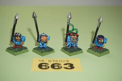 Warhammer Fantasy Citadel Marauder Dwarf Spearmen x 4 - Metal The Old World - Image 1 of 3
