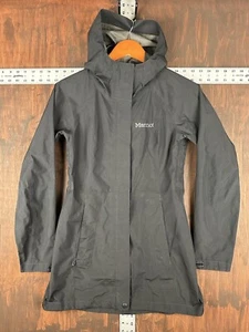 Marmot Essential Lightweight Waterproof Black Rain Jacket GORE-TEX Womens XS EUC - Picture 1 of 12