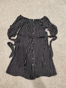 Neu mit Etikett Riley & James schulterfreies Minikleid Large halbarm schwarz & weiß gestreift - Bild 1 von 8