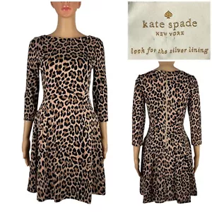 Abito donna Kate Spade 0 leopardato ponte fit svasato mini tasche manica 3/4 usato in ottime condizioni - Foto 1 di 9