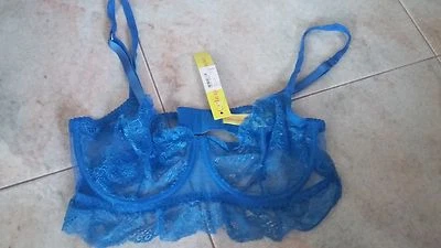 NWT Ladies CATHERINE MALANDRINO Bra size 34 DD blue lace $44 unlined - Image 1 of 3
