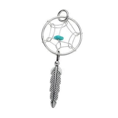 TheCharmWorks Sterling-Silber Türkis Traumfänger Charm Anhänger | Dreamcatcher - Bild 1 von 2