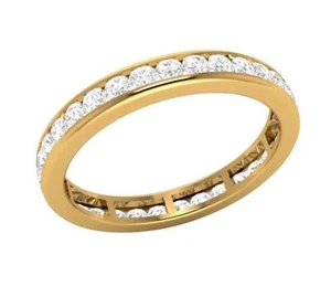 Eternity Wedding Ring I1 G 1.15 Carat Natural Diamond 14K Yellow Gold Size 6.50 - Picture 1 of 5