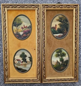 ANTIQUE.V RARE 4× SMALL OIL PAINTING SIGNED BY ANGELINI. - Picture 1 of 12