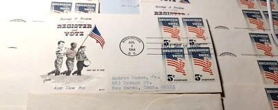 "Register and Vote" US 5c FDI 1964 Covers Lot of 2 - Image 1 of 2