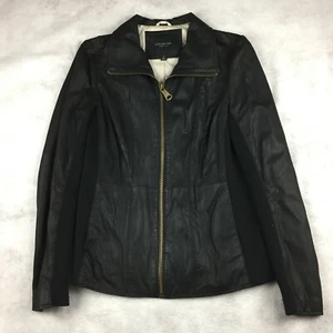 Giacca Moto Marc New York Full Zip Pelle e Maglia, Donna S (Nero) - Foto 1 di 8