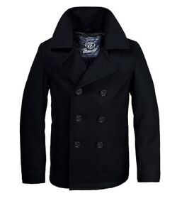 Brandit Herren Woll Mantel Pea Coat Winter FVSJ Jacke Parka Caban Marine Parka