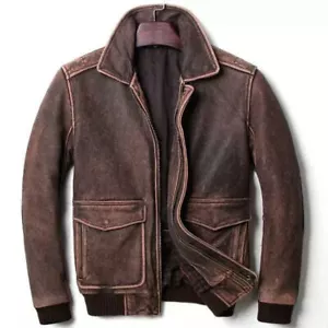 Giacca uomo vintage marrone aviatore A2 pilota in pelle - Foto 1 di 6
