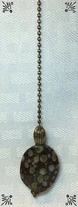 Handcrafted Antique Gold And Brown Agate With Green Pillow Bead Ceiling Fan Pull - Picture 1 of 4