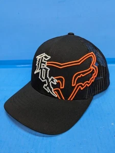 Fox Racing Black Mesh Snapback Trucker Hat Logo. (H5) - Picture 1 of 13