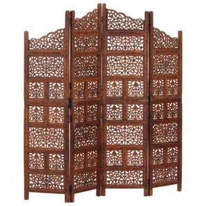 Hand carved 4-Panel Room Divider Brown 160x165 cm Solid Mango Wood - Picture 1 of 7