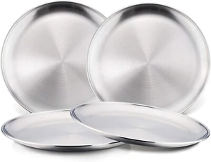 4 PK. HaWare TODDLERS,KIDS 18/8 304 STAINLESS STEEL 8" FEEDING PLATES - Picture 1 of 6