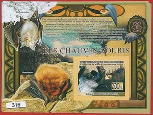 FRENCH GUINEA - ERROR, 2009 IMPERF SHEET: BATS, Animals - Picture 1 of 1