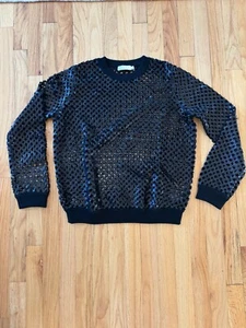 Tory Burch Womens Sequined Lansing Sweater Black Wool Size Small 271839 - Picture 1 of 3
