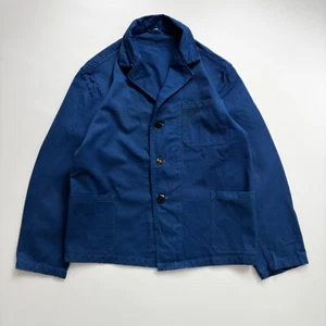 1960s Moleskin Jacket French Workwear Chore Vintage Blue Size 42 - Picture 1 of 14