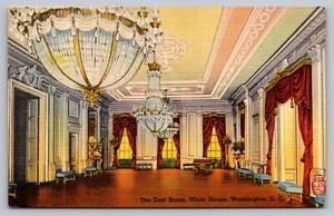 Postcard East Room of the White House Washington DC Interior Unposted Linen - Picture 1 of 2